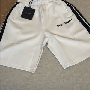 Palm Angels White and Black Athletic Shorts